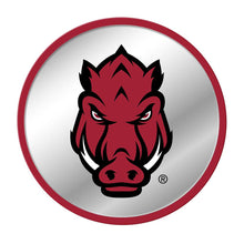 Load image into Gallery viewer, Arkansas Razorbacks: Tusk Stare - Modern Disc Mirrored Wall Sign Red Frame