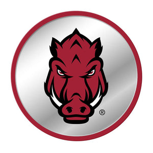 Arkansas Razorbacks: Tusk Stare - Modern Disc Mirrored Wall Sign Red Frame