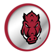 Load image into Gallery viewer, Arkansas Razorbacks: Tusk Stare - Modern Disc Mirrored Wall Sign Red Frame
