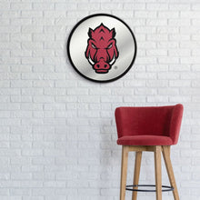 Load image into Gallery viewer, Arkansas Razorbacks: Tusk Stare - Modern Disc Mirrored Wall Sign - The Fan-Brand