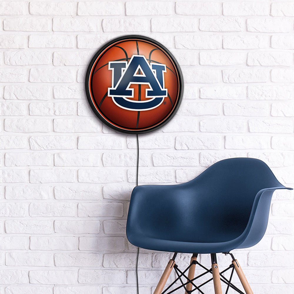 Auburn Tigers: Basketball - Round Slimline Lighted Wall Sign - The Fan-Brand