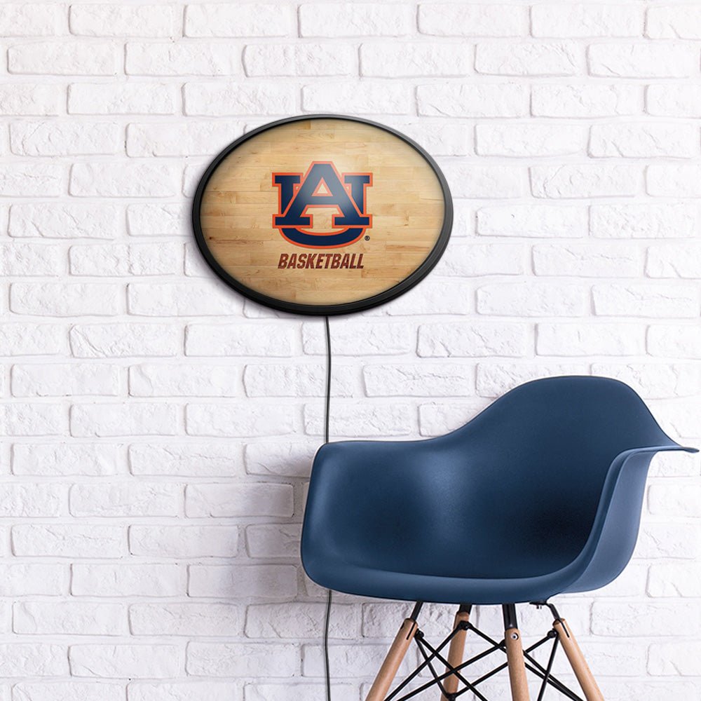 Auburn Tigers: Hardwood - Oval Slimline Lighted Wall Sign - The Fan-Brand