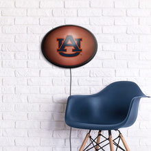 Load image into Gallery viewer, Auburn Tigers: Pigskin - Oval Slimline Lighted Wall Sign - The Fan-Brand