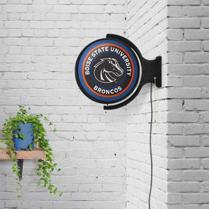 Boise State Broncos: Black - Original Round Rotating Lighted Wall Sign - The Fan-Brand