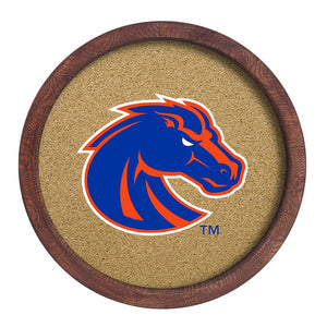 Boise State Broncos: "Faux" Barrel Framed Cork Board Color Logo