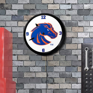 Boise State Broncos: Retro Lighted Wall Clock - The Fan-Brand