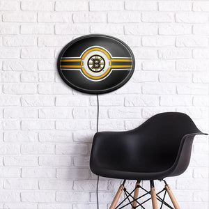 Boston Bruins: Oval Slimline Lighted Wall Sign - The Fan-Brand