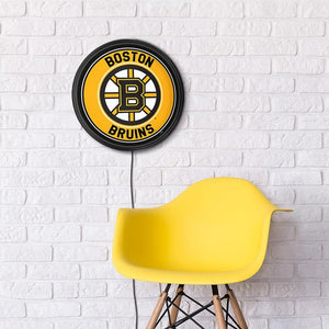 Boston Bruins: Round Slimline Lighted Wall Sign - The Fan-Brand