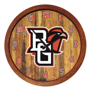 Bowling Green Falcons: Faux Barrel Top Wall Clock - The Fan-Brand