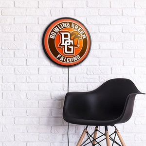 Bowling Green Falcons: Wordmark - Round Slimline Lighted Wall Sign - The Fan-Brand