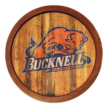 Load image into Gallery viewer, Bucknell Bison: Weathered &quot;Faux&quot; Barrel Top Sign - The Fan-Brand