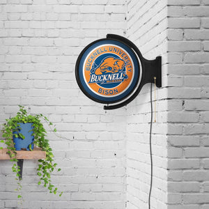 Bucknell Bisons: Go Bison - Original Round Rotating Lighted Wall Sign - The Fan-Brand