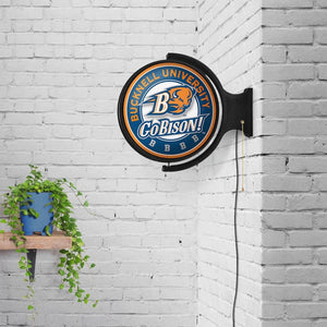 Bucknell Bisons: Original Round Rotating Lighted Wall Sign - The Fan-Brand