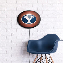 Load image into Gallery viewer, BYU Cougars: Pigskin - Oval Slimline Lighted Wall Sign - The Fan-Brand