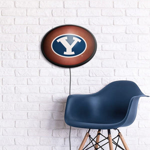 BYU Cougars: Pigskin - Oval Slimline Lighted Wall Sign - The Fan-Brand