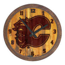Load image into Gallery viewer, Calgary Flames: Branded &quot;Faux&quot; Barrel Top Wall Clock - The Fan-Brand