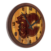 Load image into Gallery viewer, Calgary Flames: Branded &quot;Faux&quot; Barrel Top Wall Clock - The Fan-Brand