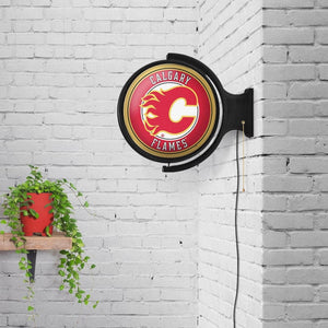 Calgary Flames: Original Round Rotating Lighted Wall Sign - The Fan-Brand