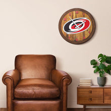 Load image into Gallery viewer, Carolina Hurricanes: &quot;Faux&quot; Barrel Top Wall Clock - The Fan-Brand
