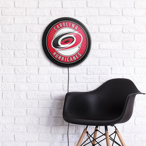 Carolina Hurricanes: Round Slimline Lighted Wall Sign - The Fan-Brand