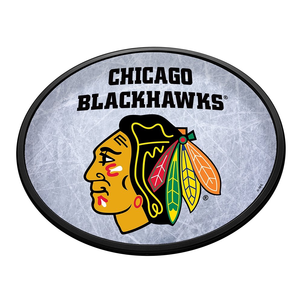 Chicago Blackhawks: Ice Rink - Oval Slimline Lighted Wall Sign - The Fan-Brand