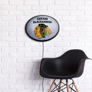 Chicago Blackhawks: Ice Rink - Oval Slimline Lighted Wall Sign - The Fan-Brand