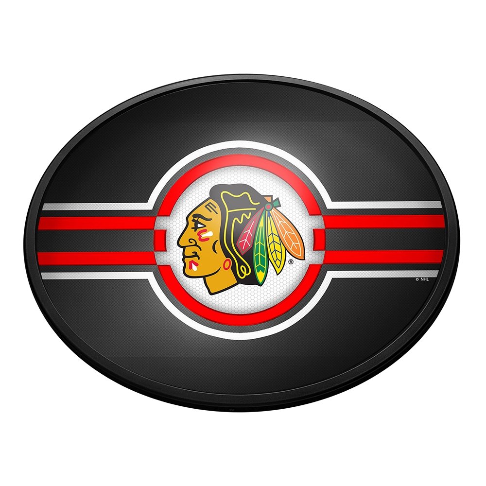 Chicago Blackhawks: Oval Slimline Lighted Wall Sign - The Fan-Brand