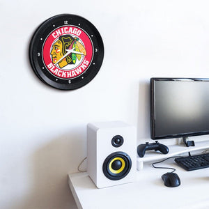 Chicago Blackhawks: Ribbed Frame Wall Clock - The Fan-Brand