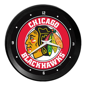 Chicago Blackhawks: Ribbed Frame Wall Clock - The Fan-Brand