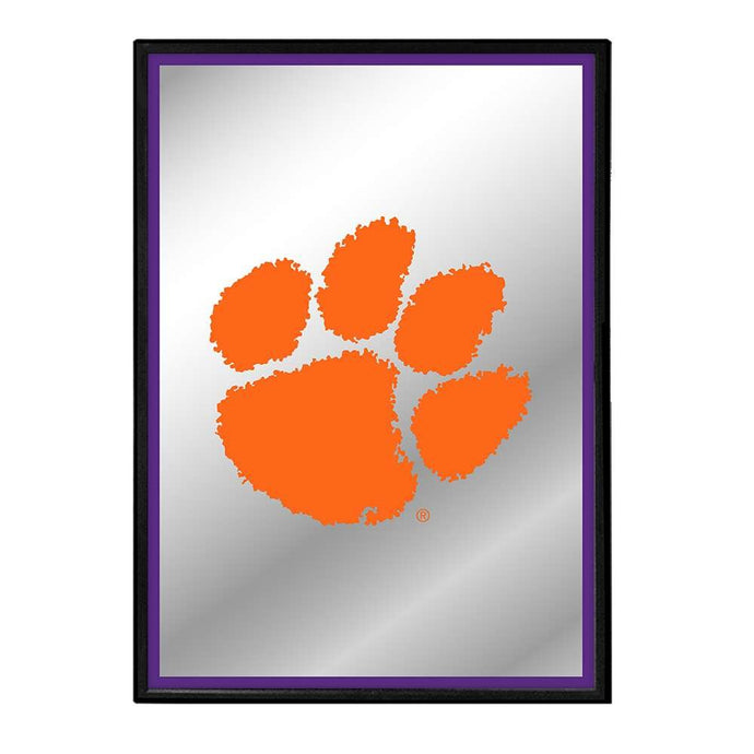 Clemson Tigers: Paw Print - Framed Mirrored Wall Sign - The Fan-Brand