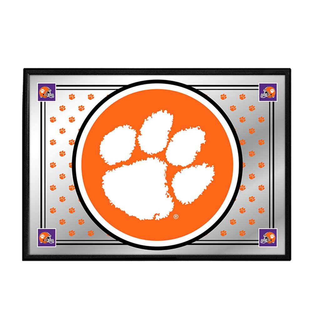 Clemson Tigers: Paw Print, Team Spirit - Framed Mirrored Wall Sign - The Fan-Brand