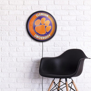 Clemson Tigers: Round Slimline Lighted Wall Sign - The Fan-Brand