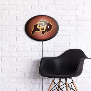 Colorado Buffaloes: Pigskin - Oval Slimline Lighted Wall Sign - The Fan-Brand