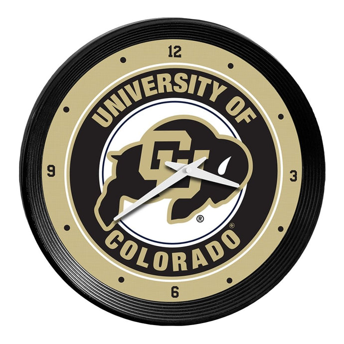 Colorado Buffaloes: Ribbed Frame Wall Clock - The Fan-Brand