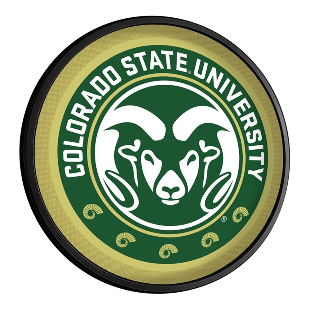 Colorado State Rams: Gold - Round Slimline Lighted Wall Sign - The Fan-Brand