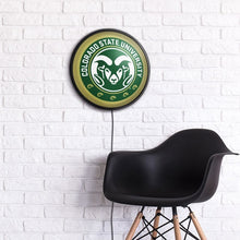 Load image into Gallery viewer, Colorado State Rams: Gold - Round Slimline Lighted Wall Sign - The Fan-Brand