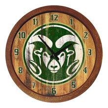 Load image into Gallery viewer, Colorado State Rams: Weathered &quot;Faux&quot; Barrel Top Wall Clock - The Fan-Brand
