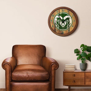 Colorado State Rams: Weathered "Faux" Barrel Top Wall Clock - The Fan-Brand