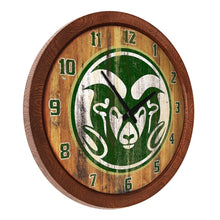 Load image into Gallery viewer, Colorado State Rams: Weathered &quot;Faux&quot; Barrel Top Wall Clock - The Fan-Brand
