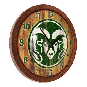 Colorado State Rams: Weathered "Faux" Barrel Top Wall Clock - The Fan-Brand