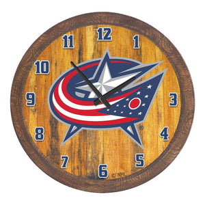 Columbus Blue Jackets: "Faux" Barrel Top Wall Clock - The Fan-Brand