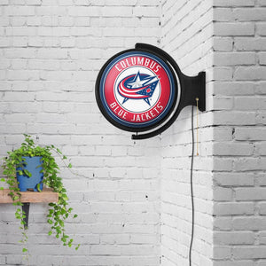 Columbus Blue Jackets: Original Round Rotating Lighted Wall Sign - The Fan-Brand