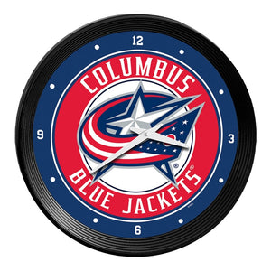 Columbus Blue Jackets: Ribbed Frame Wall Clock - The Fan-Brand