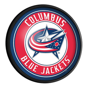 Columbus Blue Jackets: Round Slimline Lighted Wall Sign - The Fan-Brand