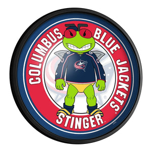 Columbus Blue Jackets: Stinger - Round Slimline Lighted Wall Sign - The Fan-Brand