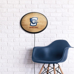 Creighton Bluejays: Hardwood - Oval Slimline Lighted Wall Sign - The Fan-Brand