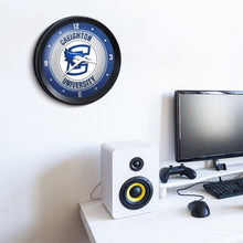 Load image into Gallery viewer, Creighton Bluejays: Ribbed Frame Wall Clock - The Fan-Brand