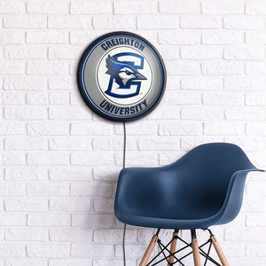 Creighton Bluejays: Round Slimline Lighted Wall Sign - The Fan-Brand