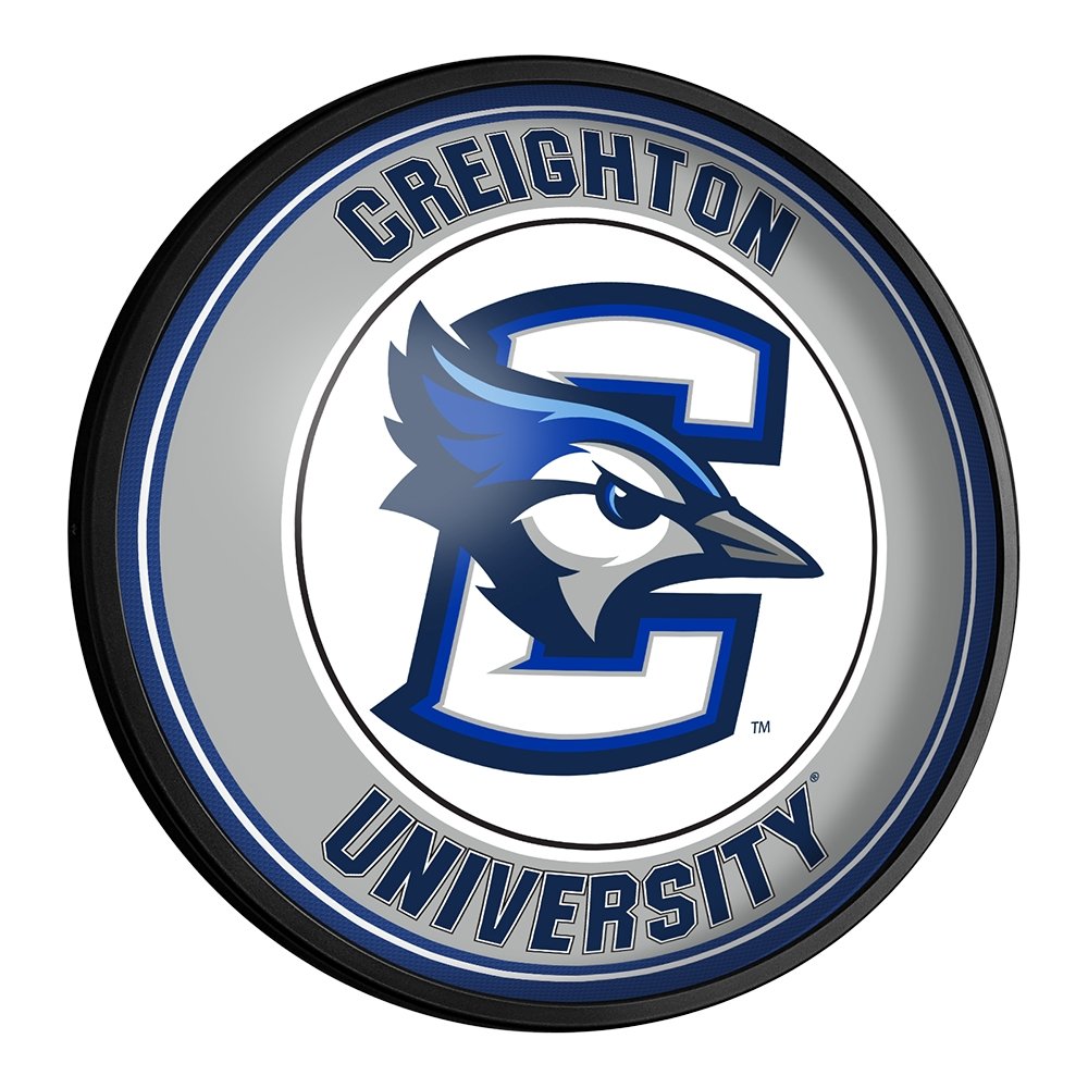 Creighton Bluejays: Round Slimline Lighted Wall Sign - The Fan-Brand