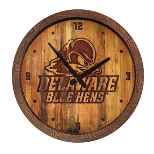 Delaware Blue Hens: Logo - Branded "Faux" Barrel Top Wall Clock - The Fan-Brand